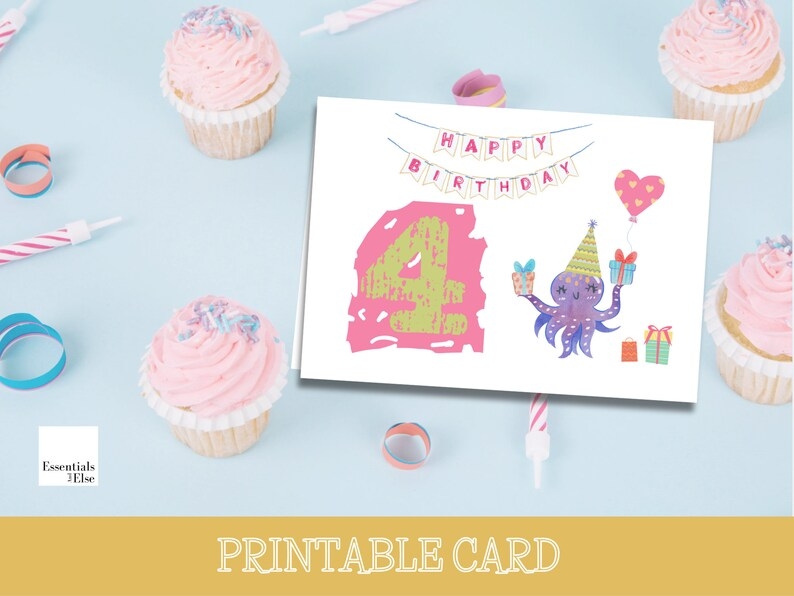 4th birthday card printable