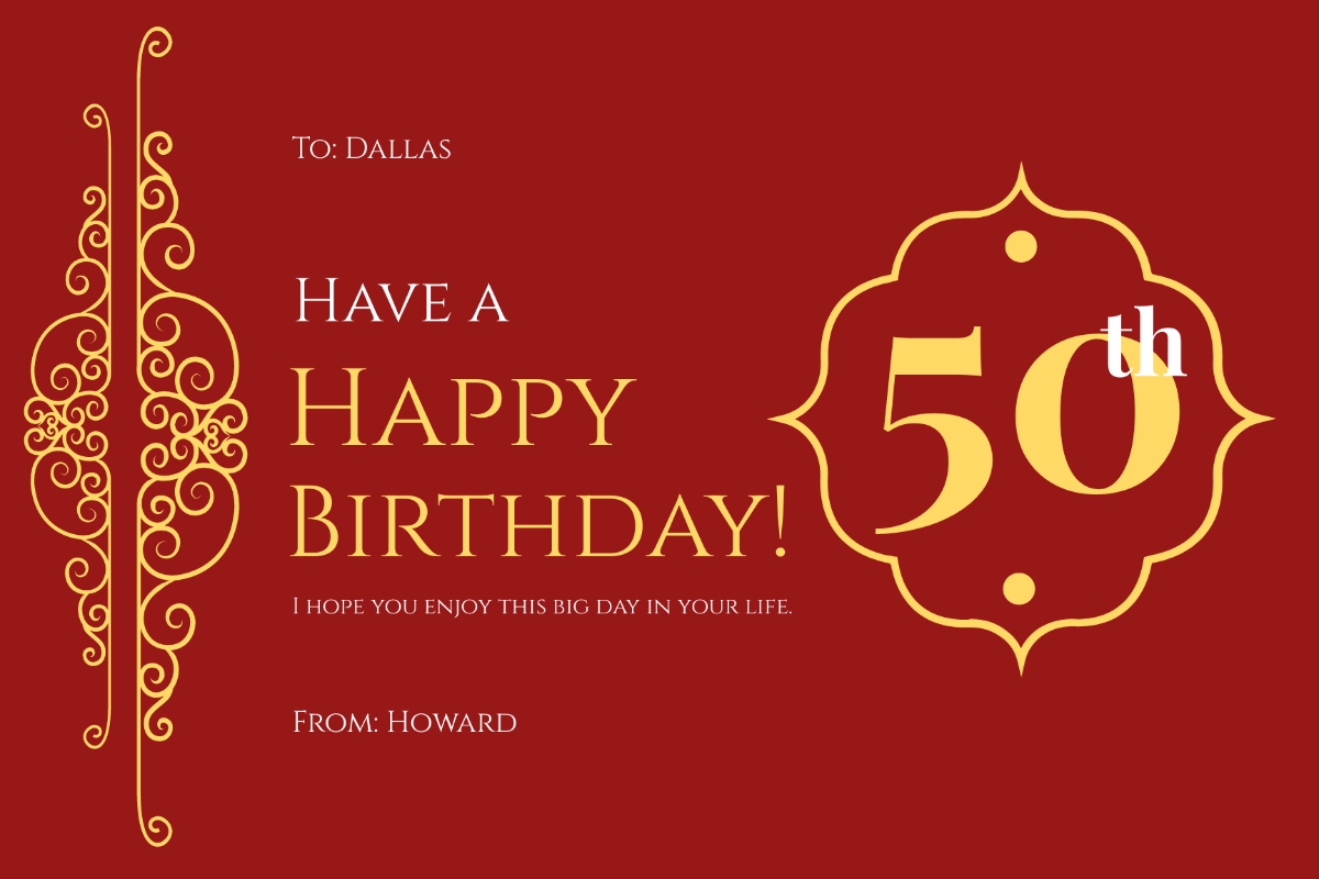 Happy 50th Birthday Cards Printable