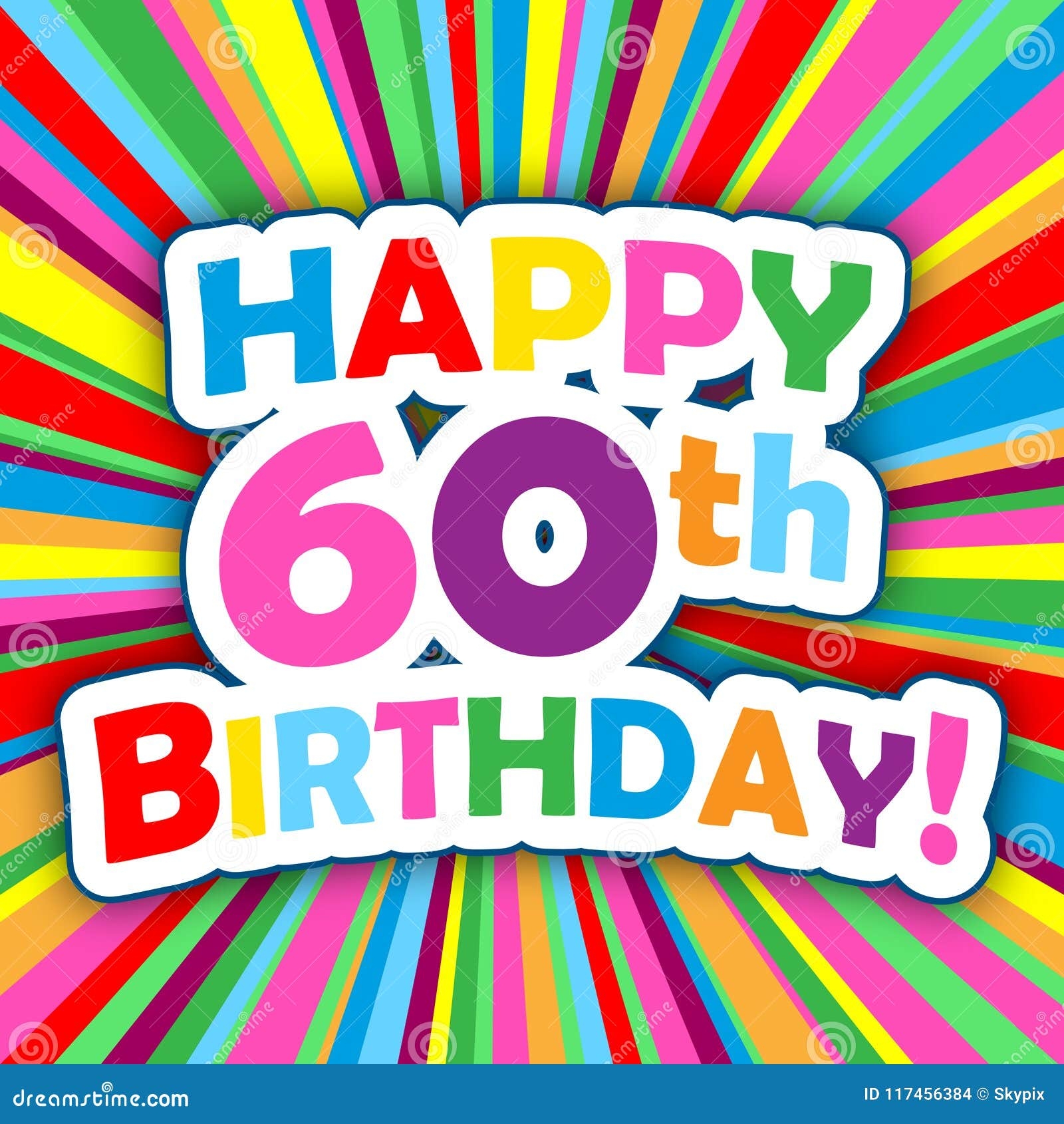 HAPPY 60th BIRTHDAY Card On Colorful Vector Background Stock Vector 