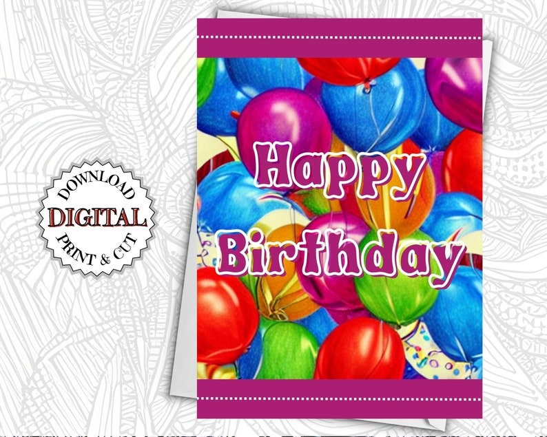Happy Birthday Printable Card Instant Download PDF Birthday Card 