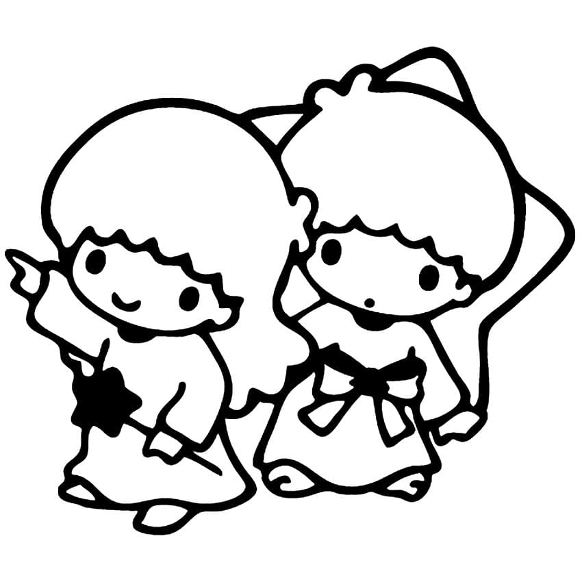 Happy Little Twin Stars Coloring Page Free Printable Coloring Pages 