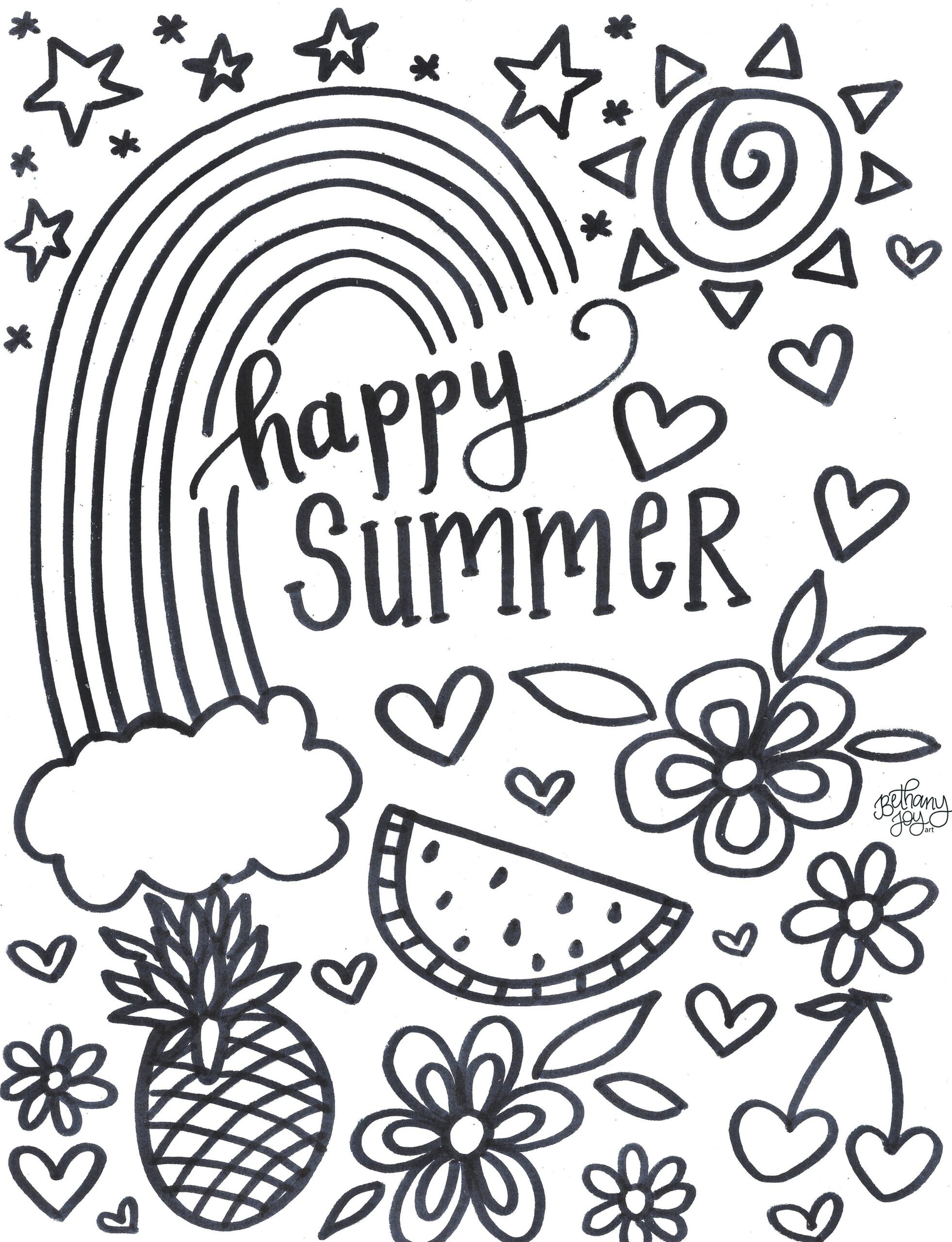 Happy Summer Coloring Page Printable Coloring Nation