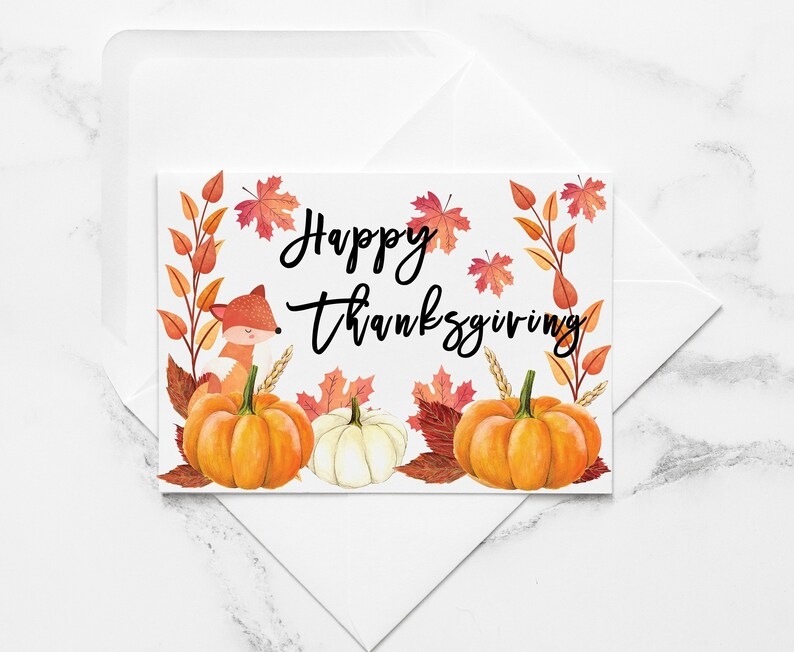Happy Thanksgiving Printable Greeting Card Fall Digital Etsy