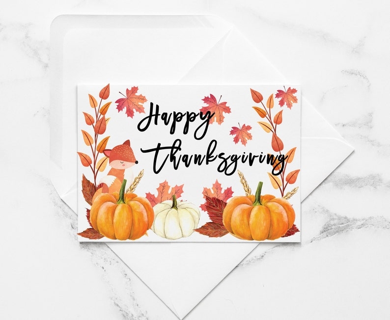 Happy Thanksgiving Printable Greeting Card Fall Digital Etsy