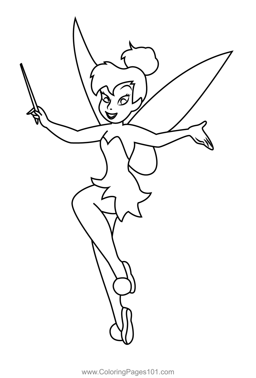 Happy Tinkerbell Coloring Page For Kids Free Tinker Bell Printable 