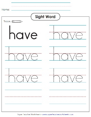sight word have worksheet