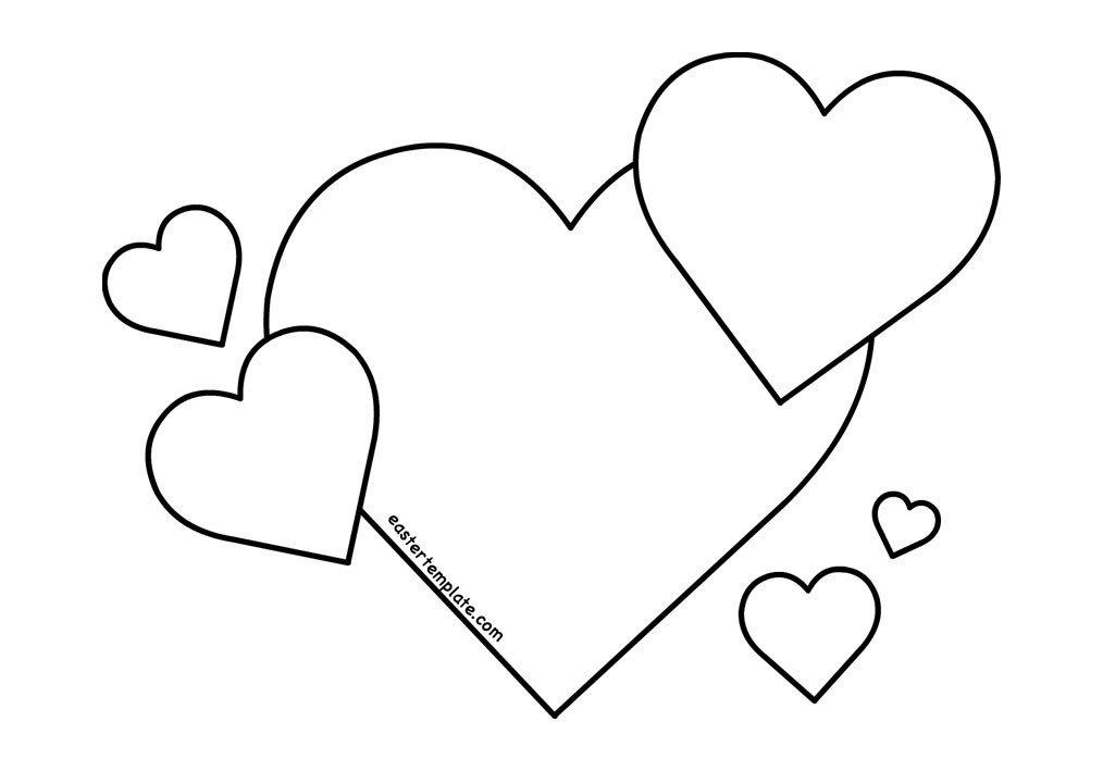 Hearts Coloring Page Easter Template