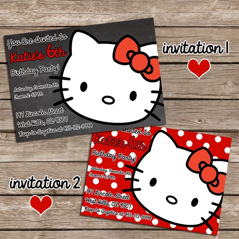 Hello Kitty Birthday Invitation Hello Kitty Party Invite Personalized 