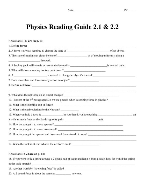 Hewitt Conceptual Physics Worksheets Answers Worksheets Master