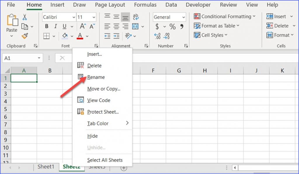 how to rename excel worksheet