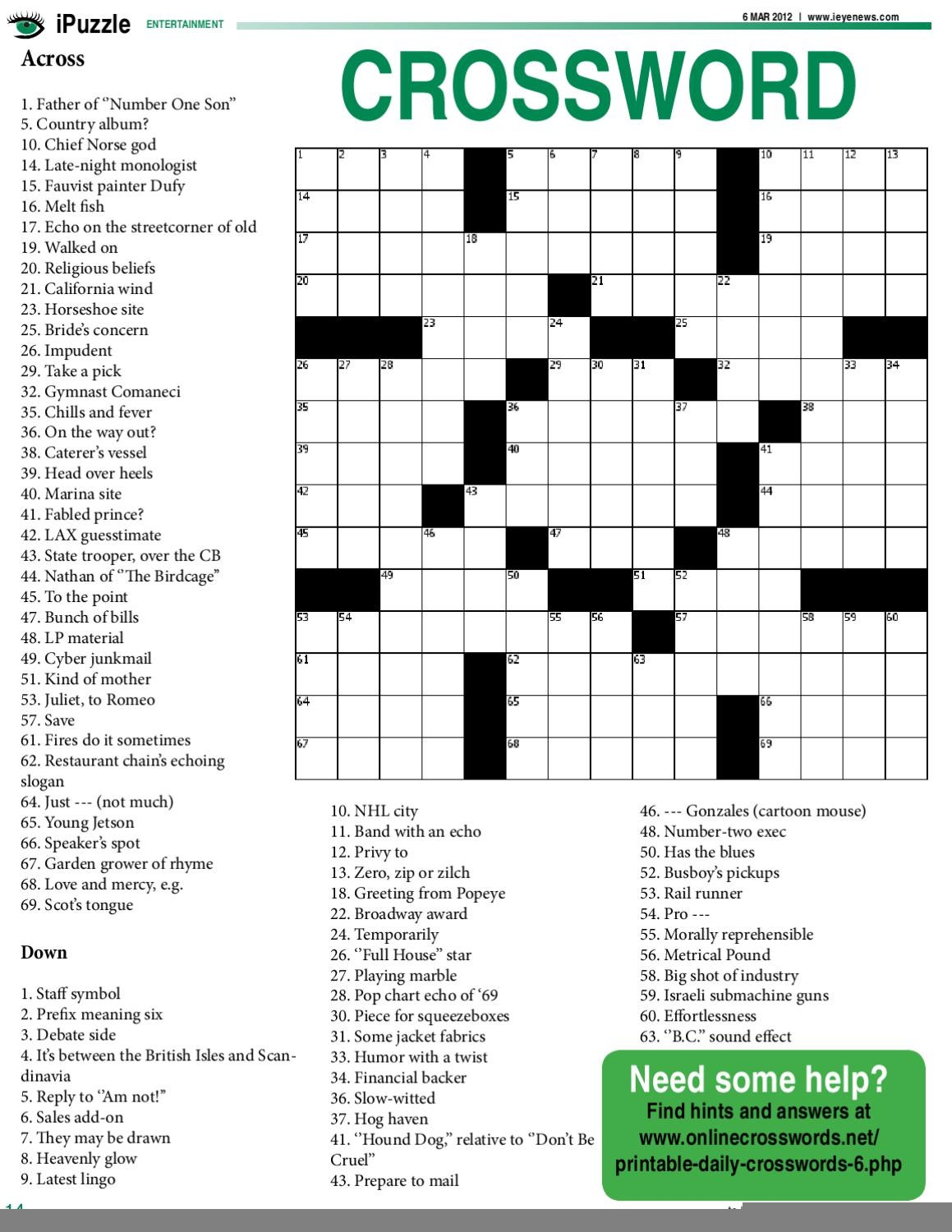 crossword puzzles printable free