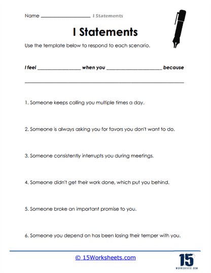 I Statements Worksheets 15 Worksheets