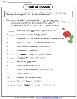 Identify Parts Of Speech ESL Worksheet By Mariajane 53 OFF