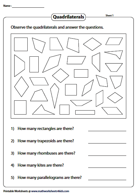 Identifying Quadrilaterals Worksheets Worksheets Library