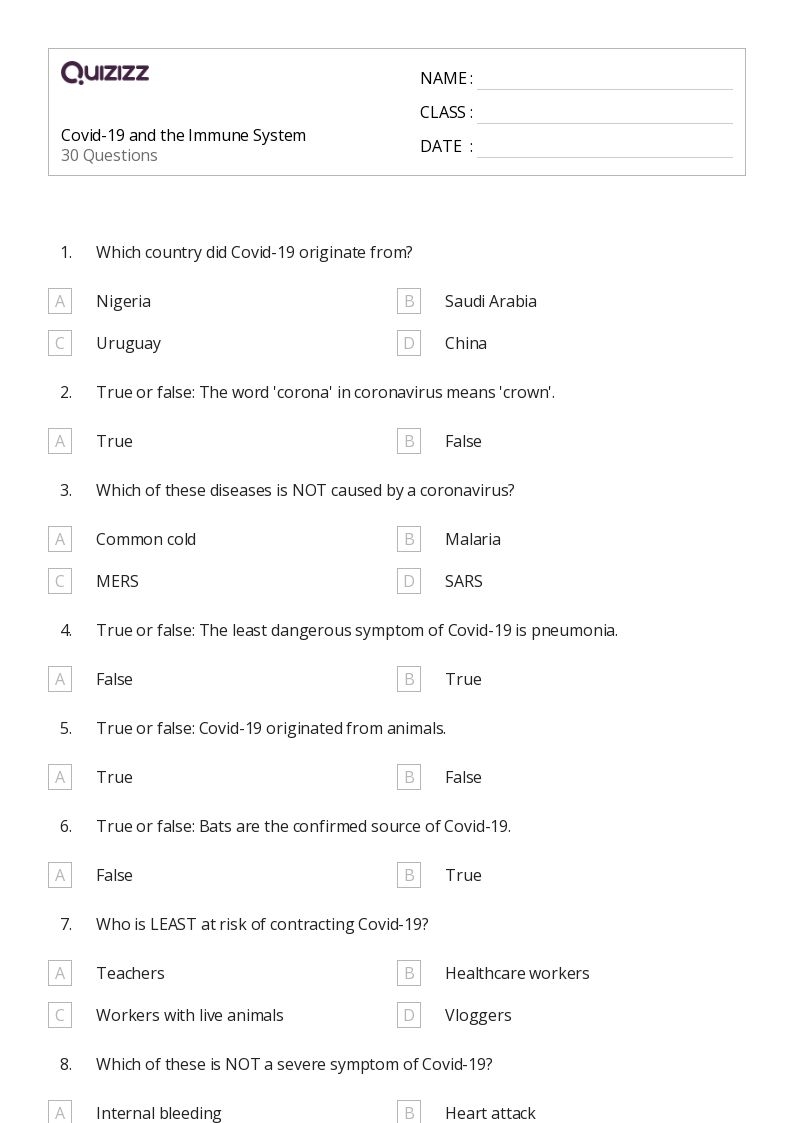 Immune And Lymphatic System Worksheets Library