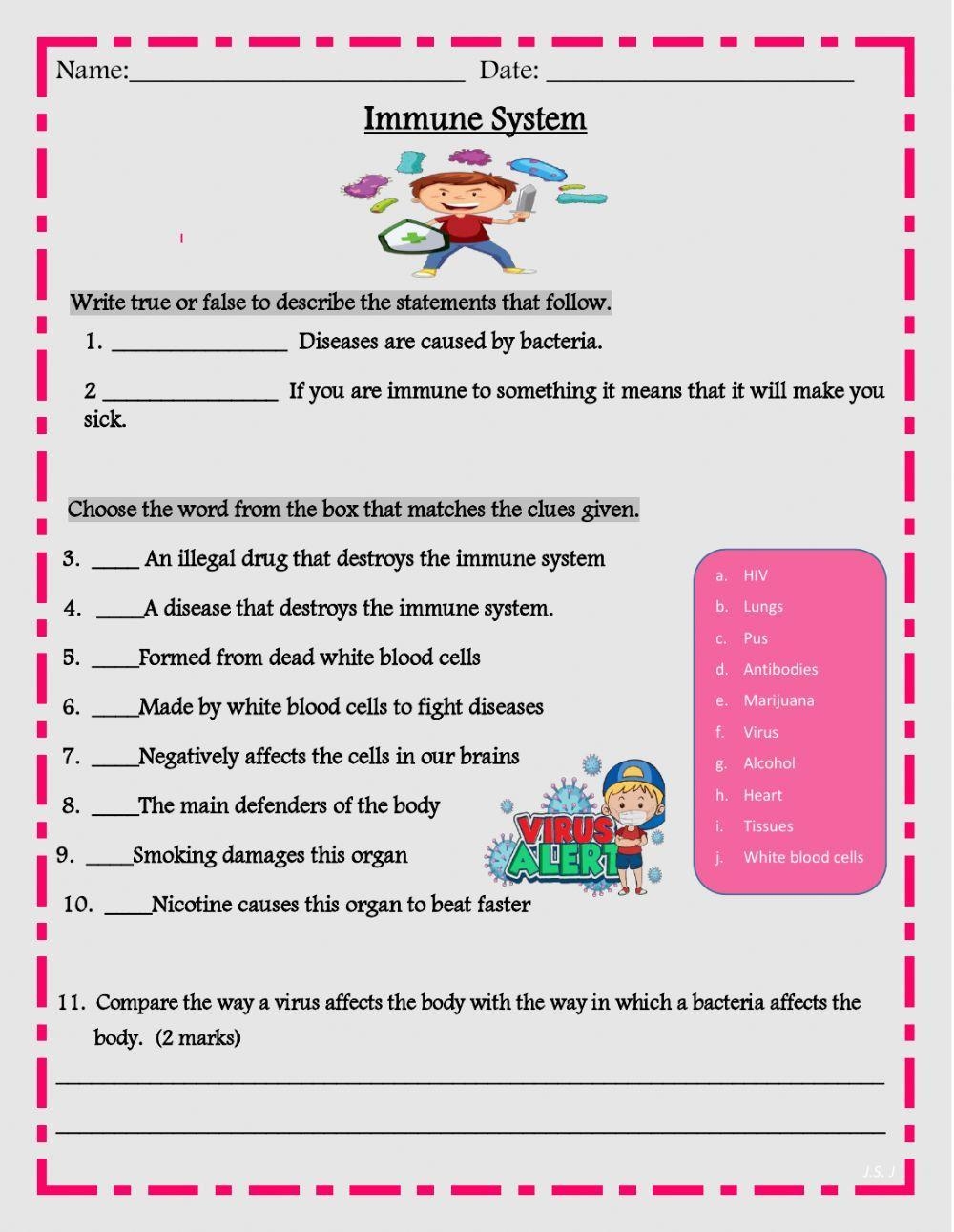 Immune System Exercise Live Worksheets Worksheets Library