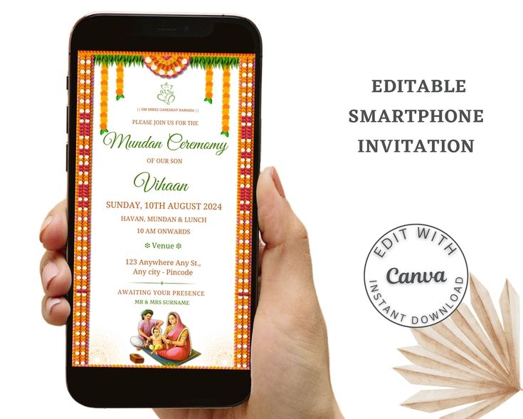 Indian Mundan Invitation Template Chola Ceremony Invite Hindu Mundan 