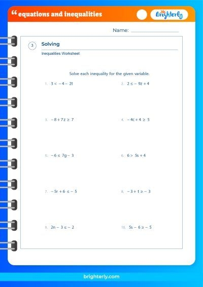 Inequalities Worksheets Worksheets Library