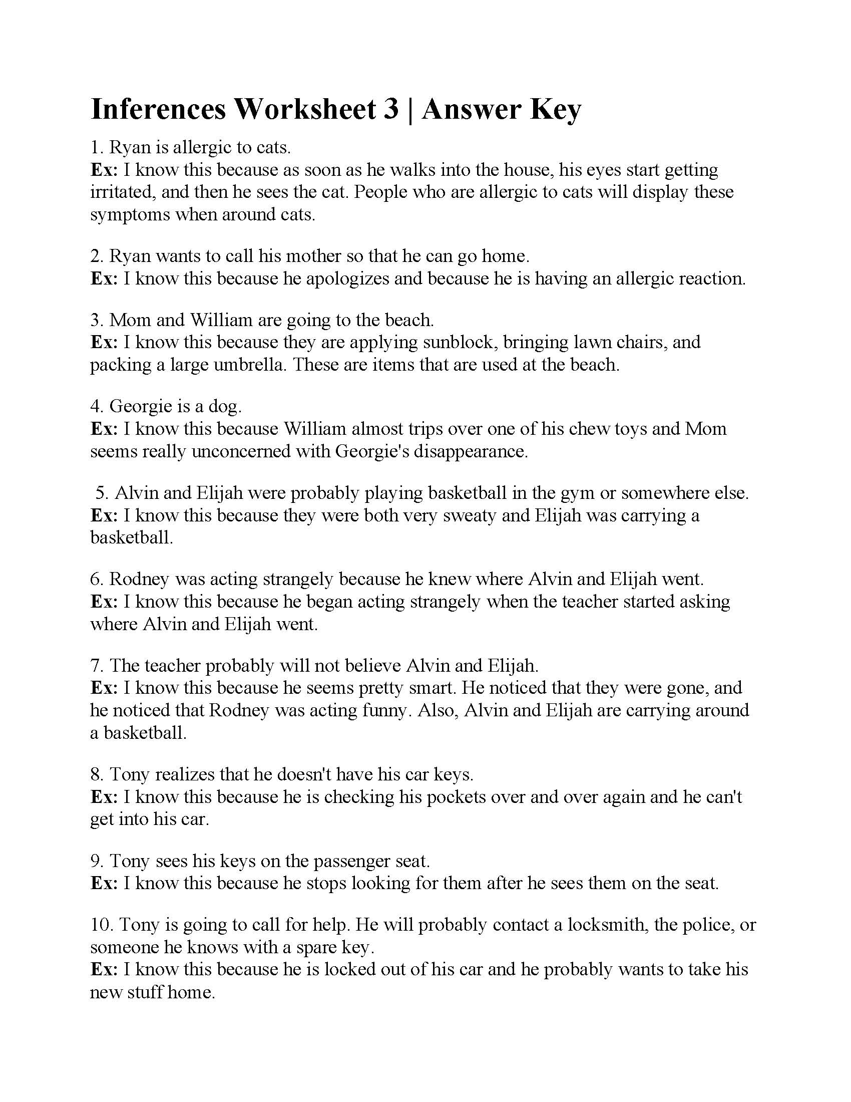 Inferences Worksheet 3 Reading Activity Worksheets Library