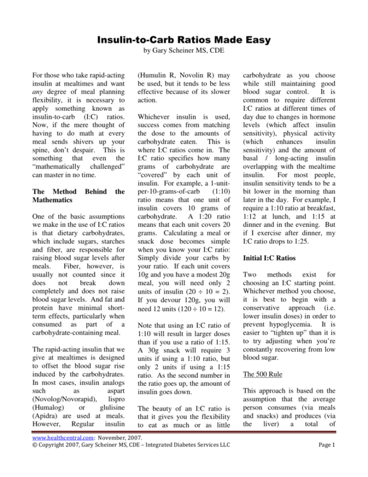 Insulin To Carb Ratio Worksheet Db excel