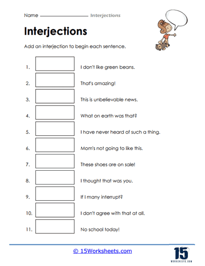 Interjections Worksheets 15 Worksheets Worksheets Library