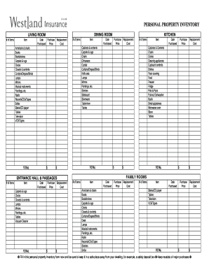 personal inventory worksheet