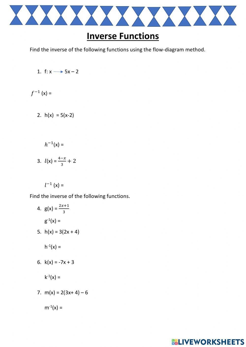 Inverse Functions Worksheet Pdf Fill And Sign Printable Template 