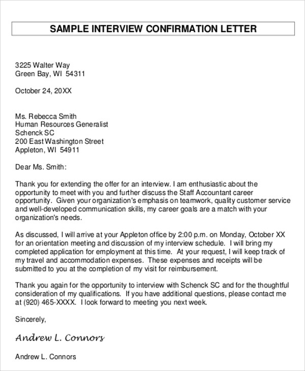 invite for an interview template