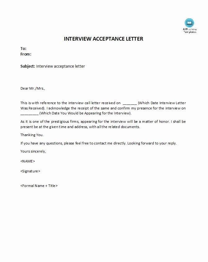 Invite To Interview Template