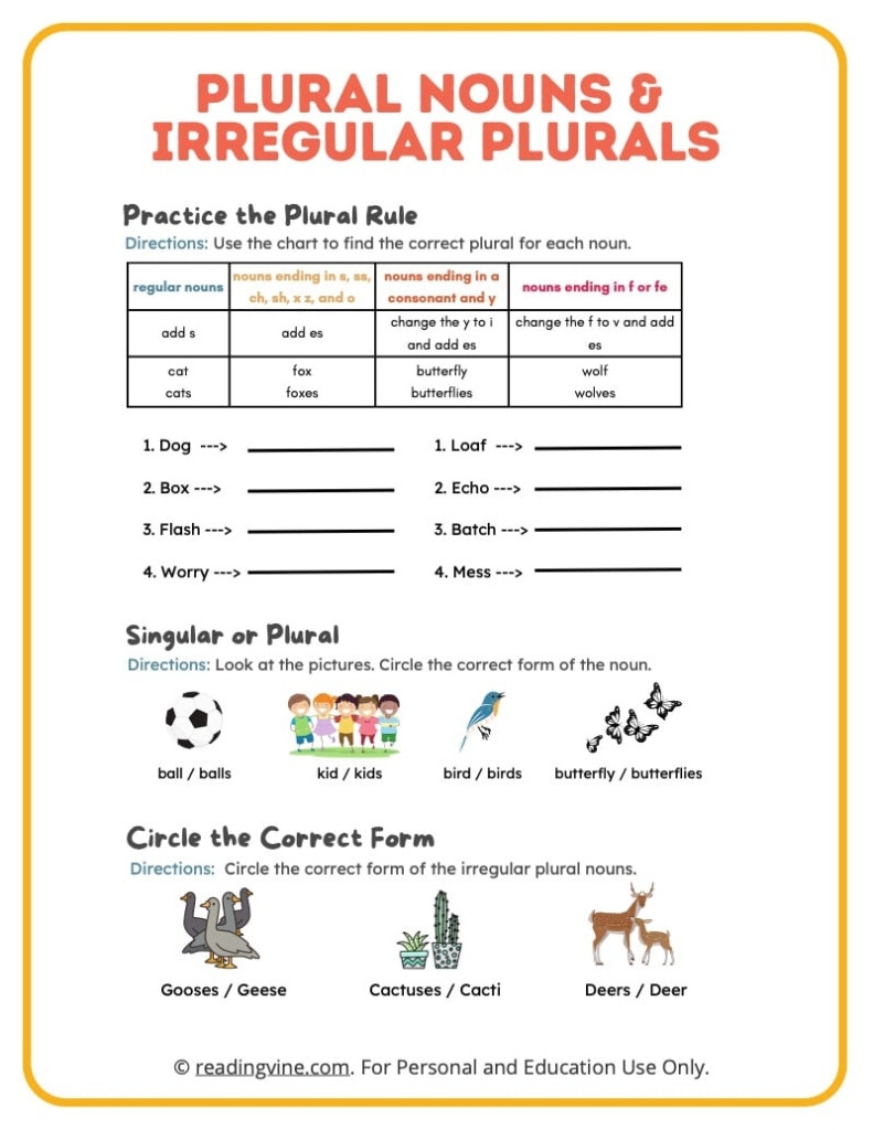 Irregular Plural Noun Worksheet Noun Worksheets