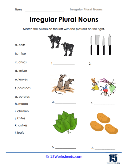 Irregular Plural Nouns Worksheets For Grade 2 K5 Learning 