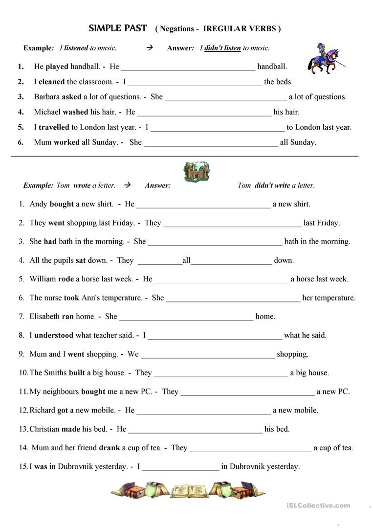 irregular verbs past tense worksheets