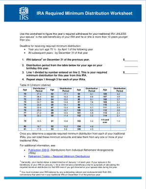 irs minimum distribution worksheet