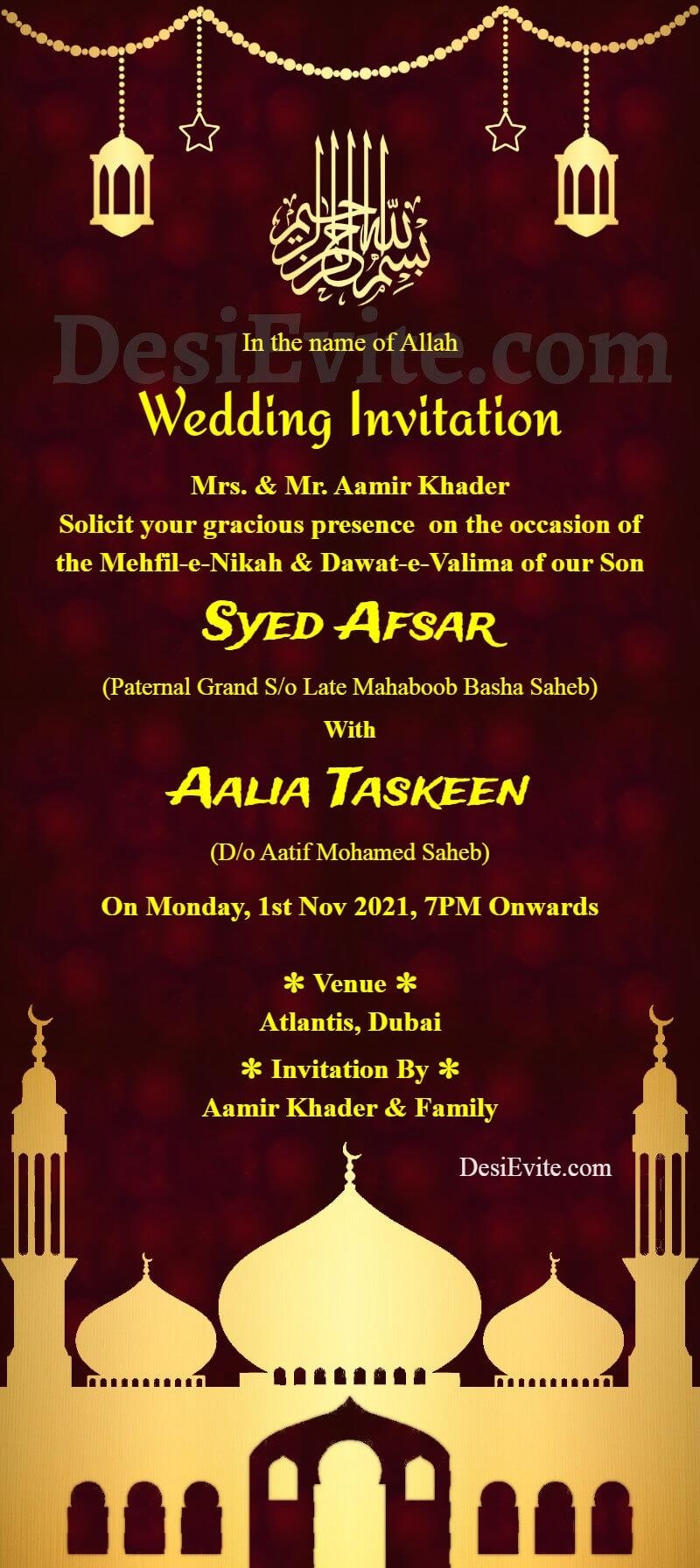 Islamic Wedding Invitation Card And Video Maker For Whatsapp