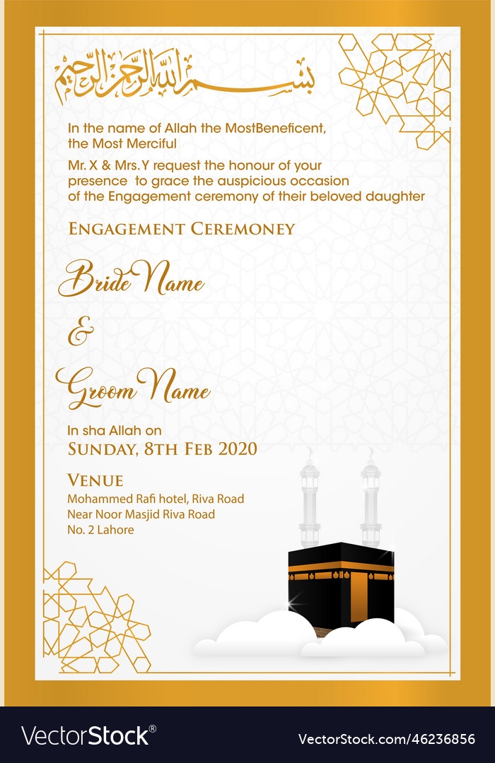 islamic wedding invitation card template