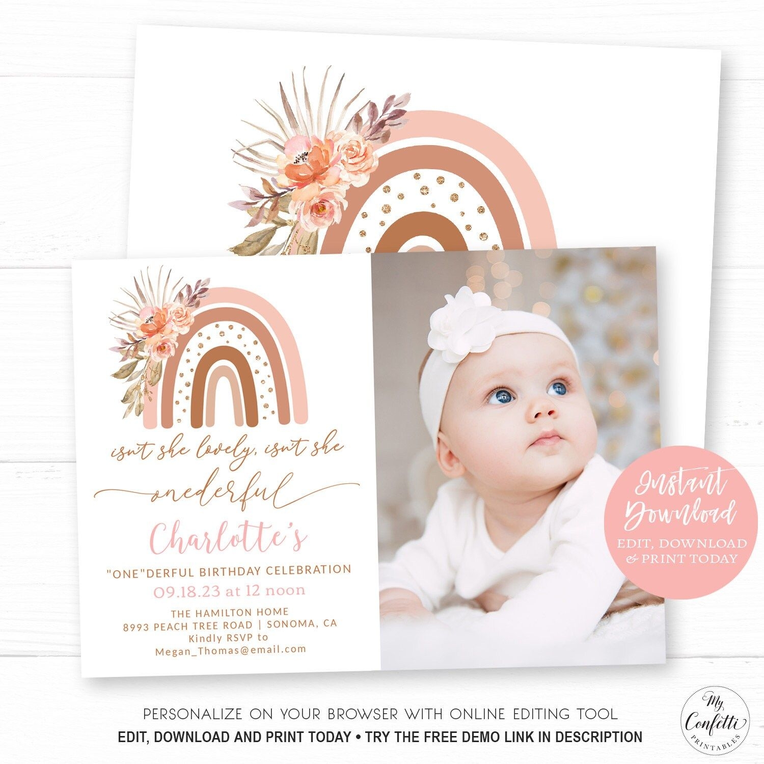 onederful birthday invitation template