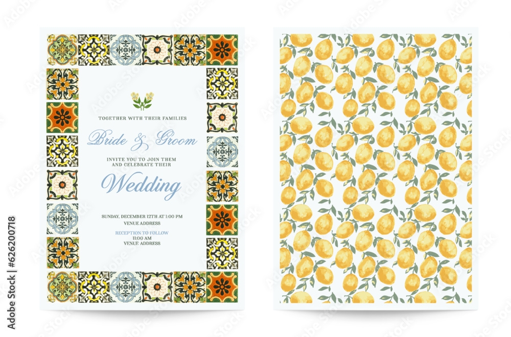 Italian Wedding Invitation Card Bridal Shower With Lemons Theme And 