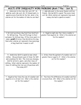IXL One step Inequalities Word Problems 6th Grade Math 