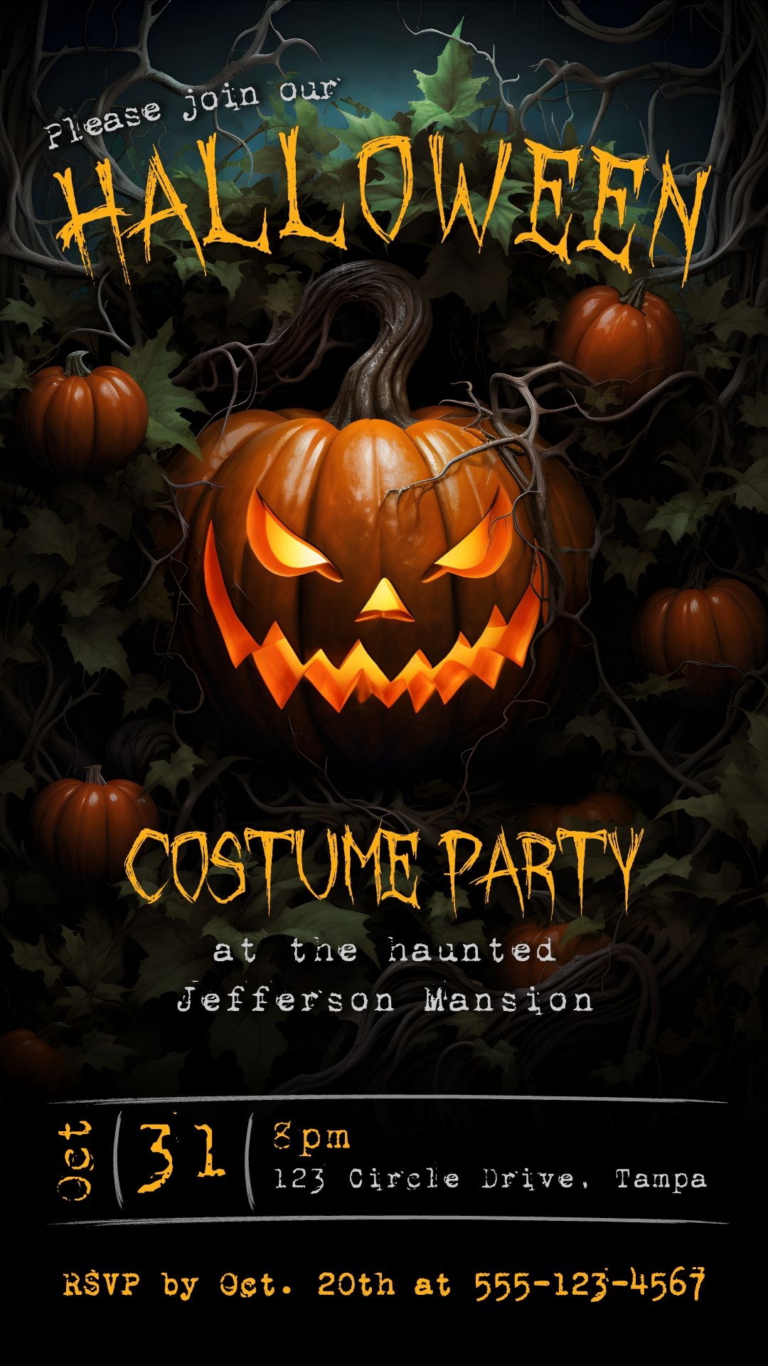 Jack O Lantern Halloween Invitation Template Halloween Invitations 