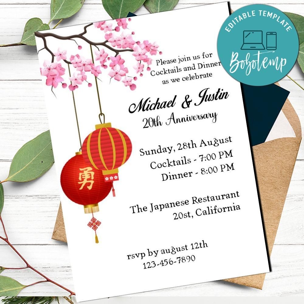 Japanese Invitation Customizable Template Bobotemp
