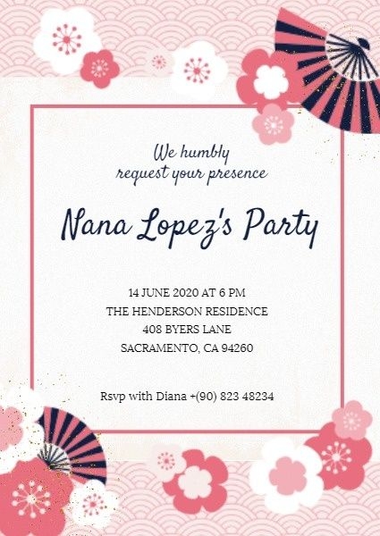 Japanese Style Birthday Invitation Template And Ideas For Design Fotor