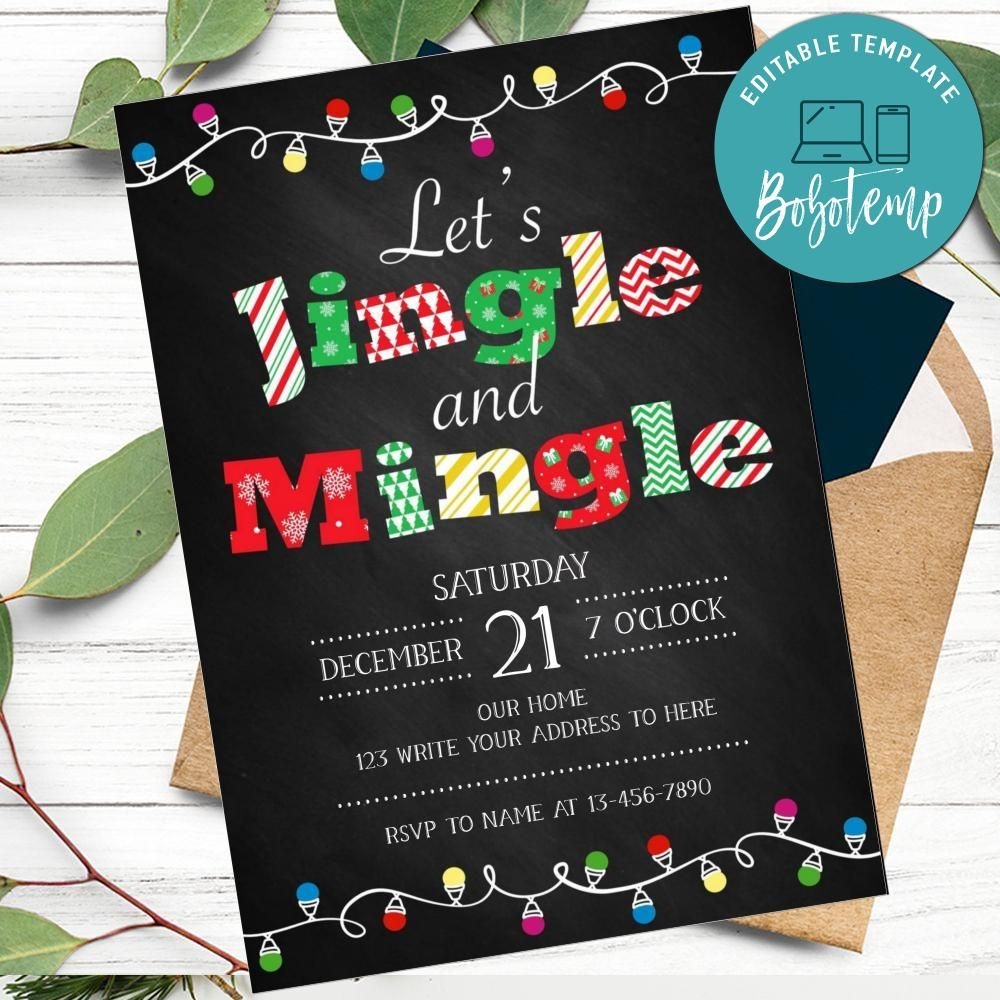 Jingle And Mingle Invitation Customizable Template DIY Bobotemp