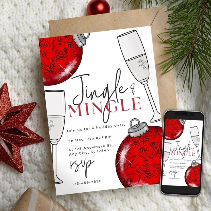 Jingle Mingle Editable Invitation Mobile Invitation Christmas 