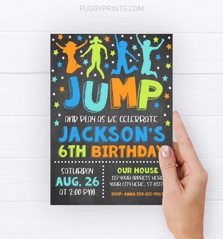 Jump Birthday Invitation Editable Jump Invitation Template Etsy 