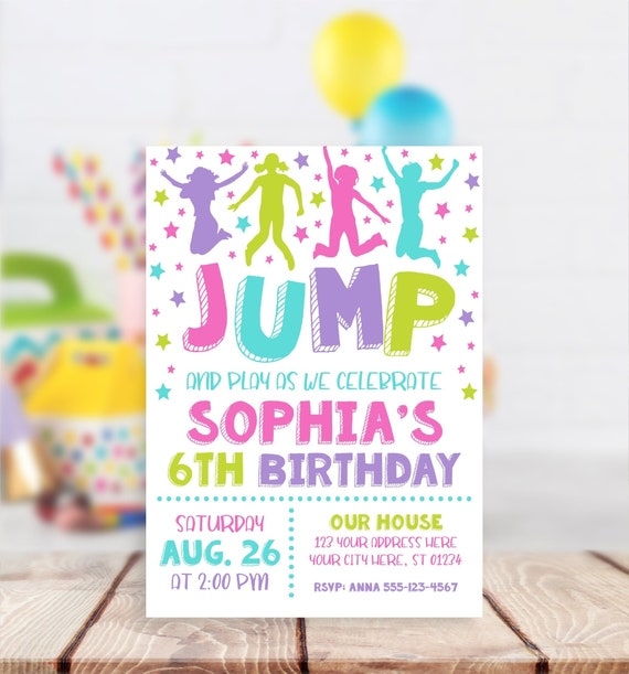 Jump Birthday Invitation Editable Jump Invitation Template Printable 