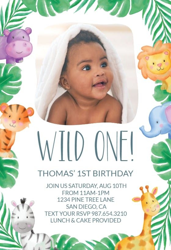 Jungle Animal Invitaci n De Cumplea os Greetings Island