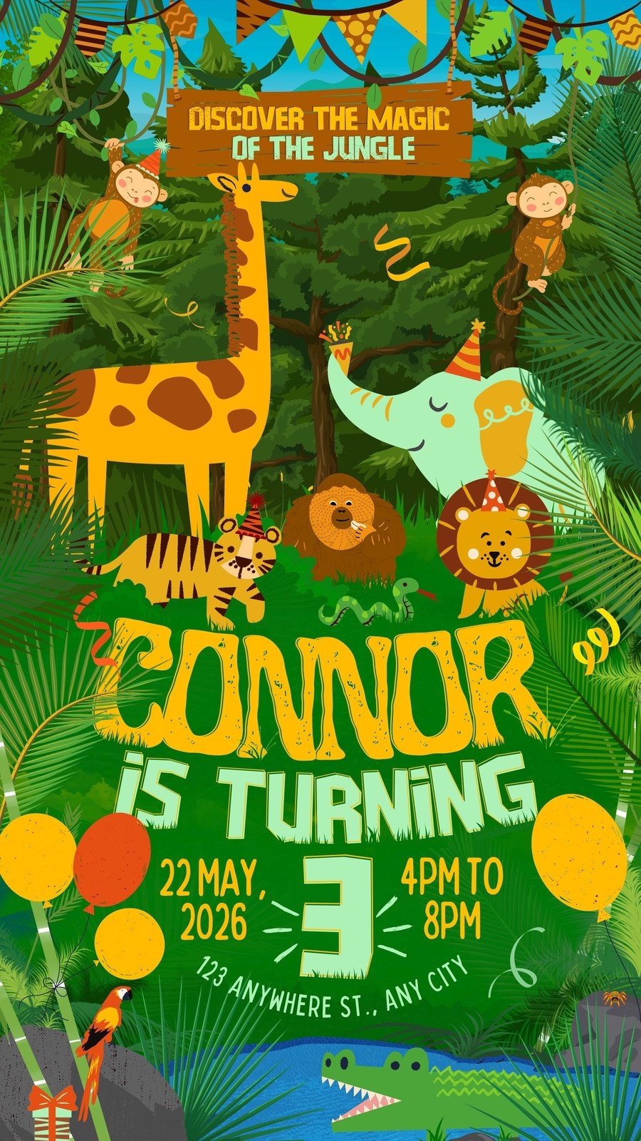 Jungle Safari Birthday Invitation Template Polito Weddings