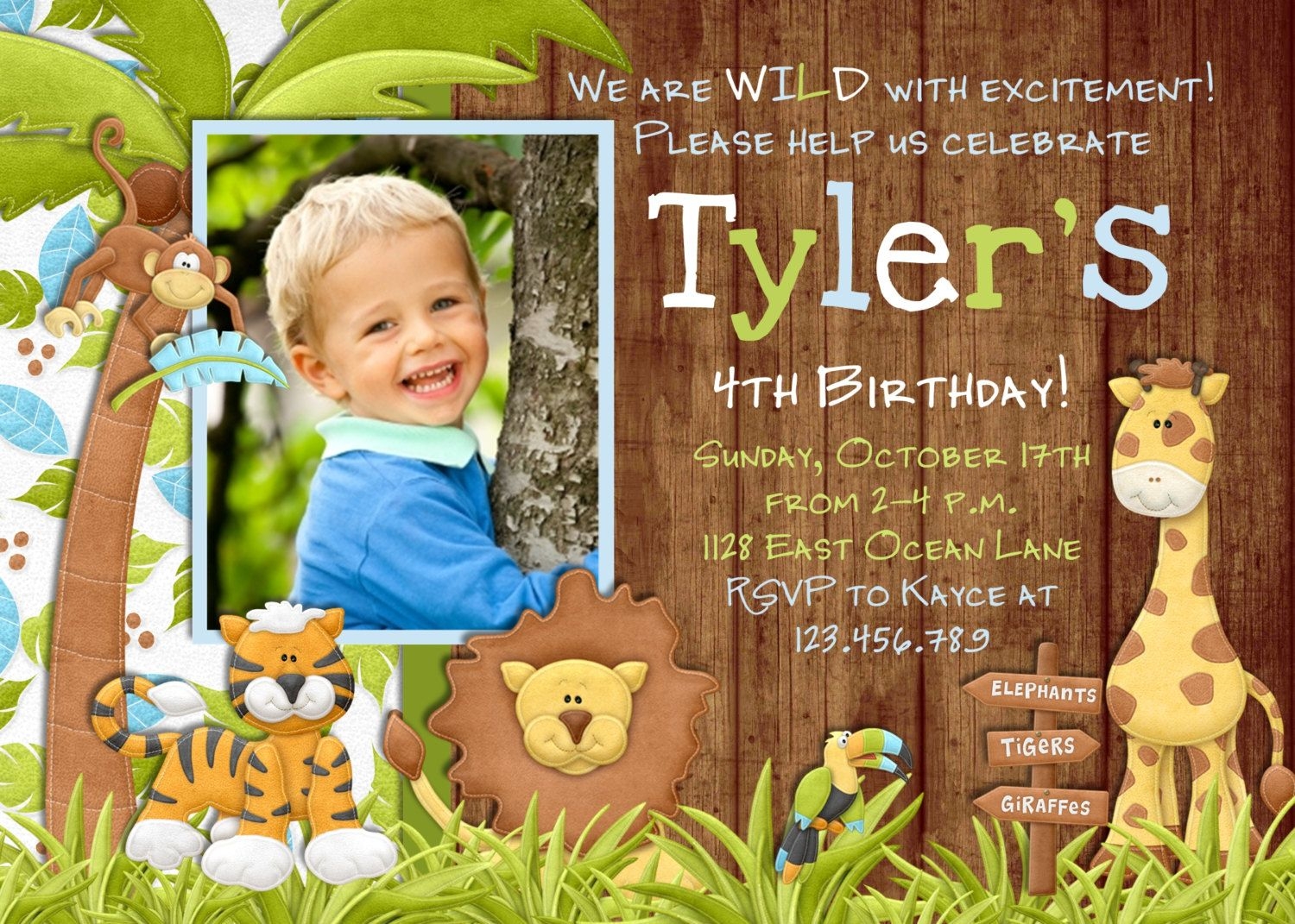 Jungle Safari Birthday Invitation