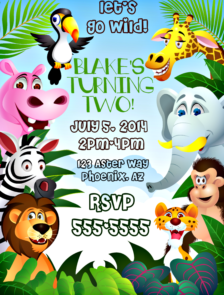 Jungle Theme Birthday Party Invitation Card Birthday Vrogue co