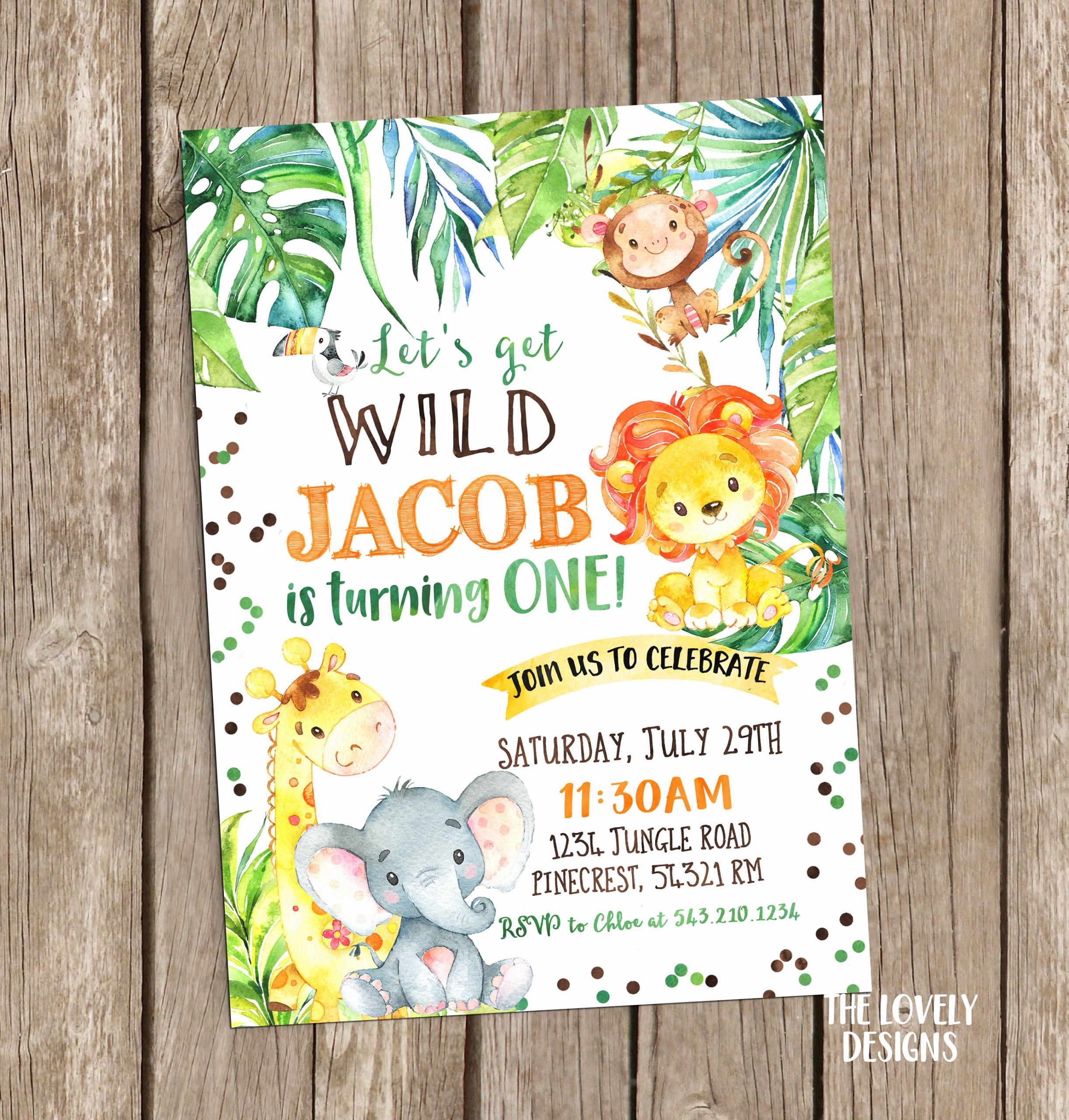 jungle theme birthday invitation template